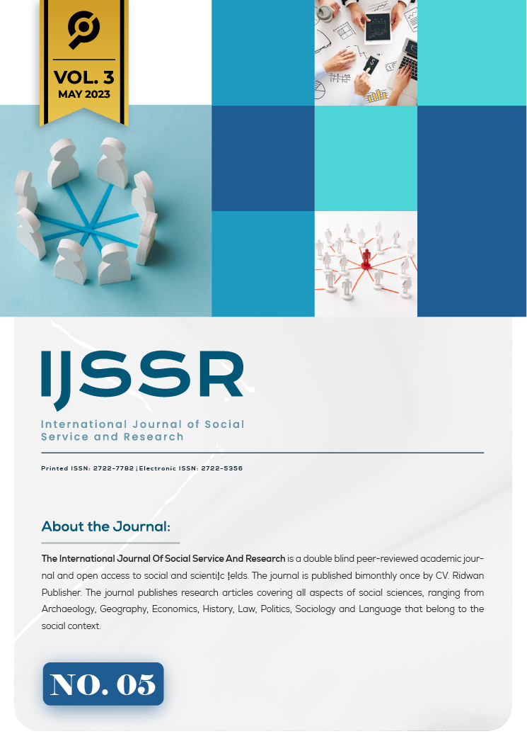 					View Vol. 3 No. 5 (2023): International Journal of Social Service and Research (IJSSR)
				